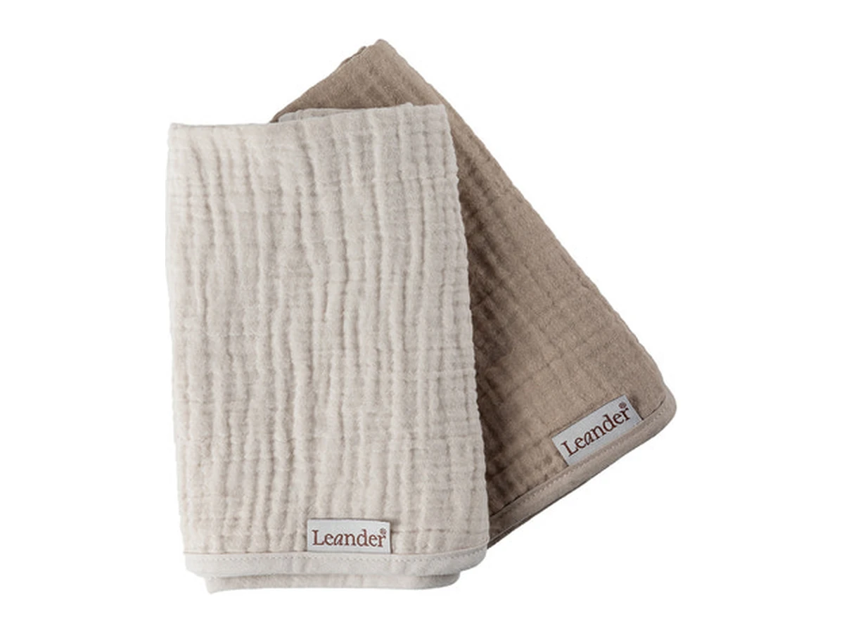 Leander skötunderlägg i muslin 2-pack, Cappuccino/Mocca
